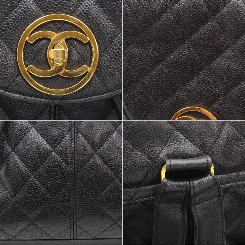 CHANEL Quilted Black Backpack with Gold Accents - Picture 3 of 5
